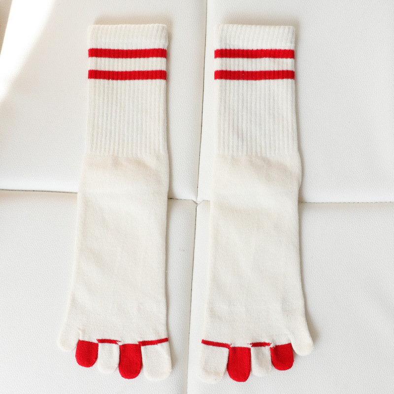 M Toe Socks Dongkuan Thick Cotton Striped Letters Tall Absorbent Warm Toe Socks Couple Socks